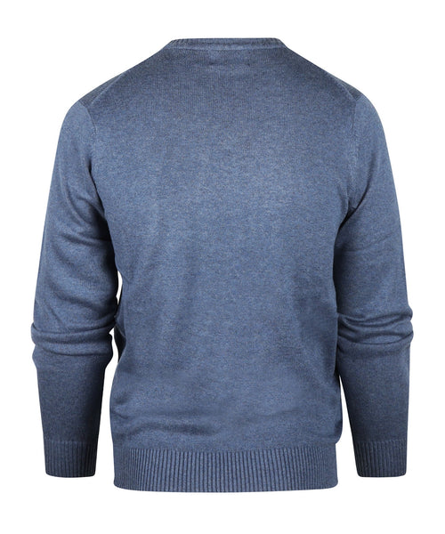 Pullover katoen v-hals | Blauw