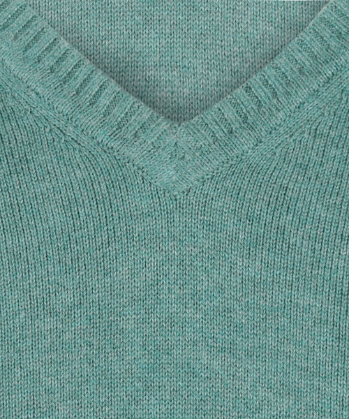 Cotton v-neck sweater | Green