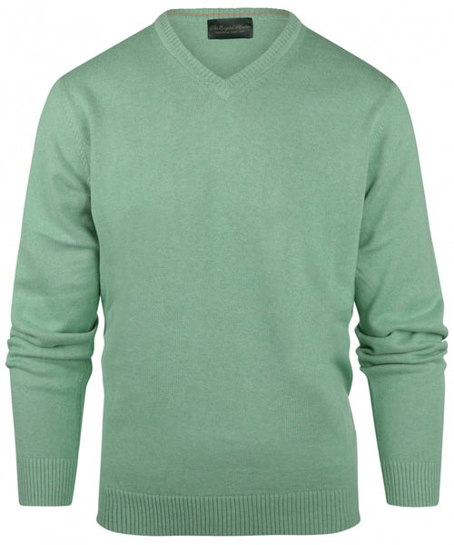 Pullover katoen v-hals | Groen