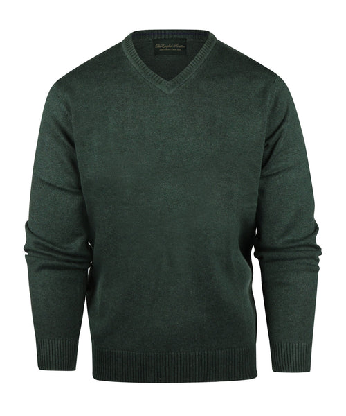 Cotton v-neck sweater | Green