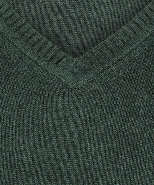 Cotton v-neck sweater | Green