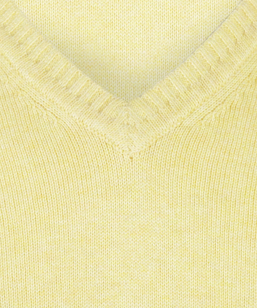 Cotton v-neck sweater | Yellow