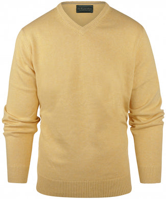 Pullover katoen v-hals | Geel