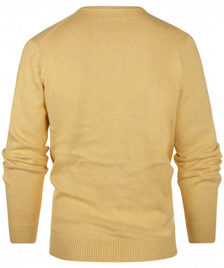 Pullover katoen v-hals | Geel