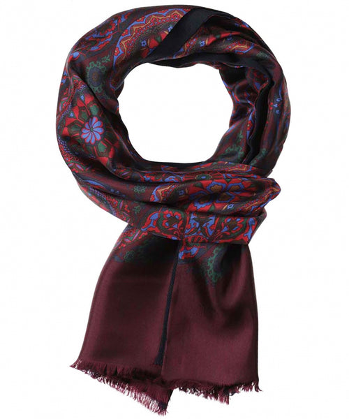 Silk scarf with wool lining | Red