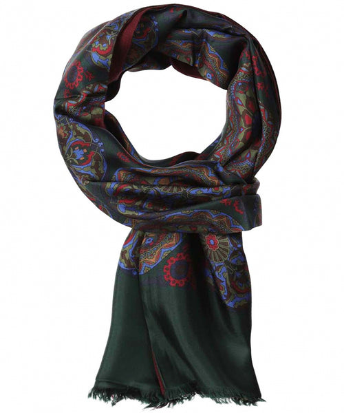 Silk scarf with wool lining | Green