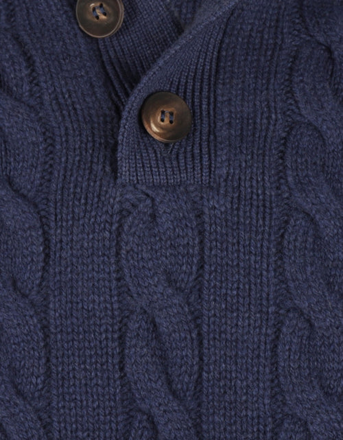 Sweater polo cashmere merino wool | Denim Blue