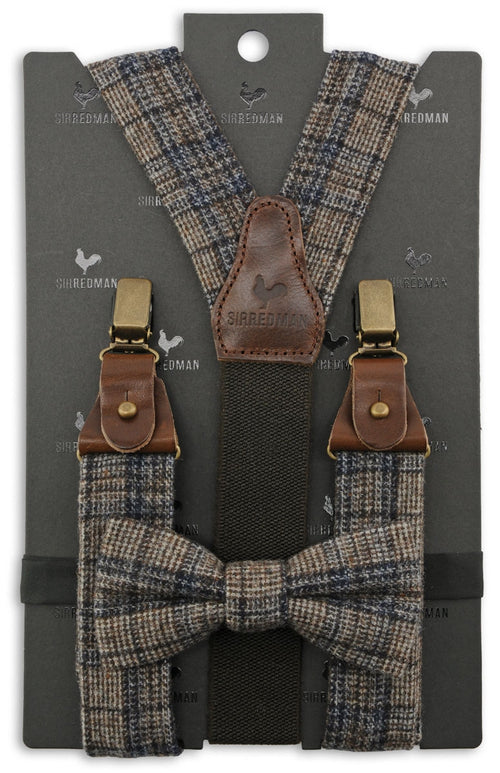 Braces/bow tie combo with clips and tabs | Grey