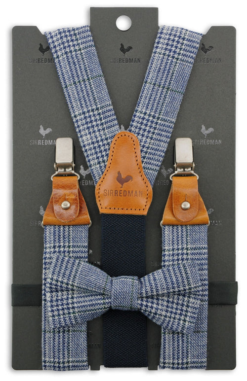 Braces/bow tie combo with clips and tabs | Blue