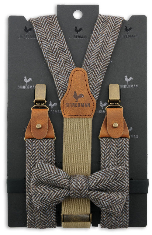 Braces/bow tie combo with clips and tabs | Brown