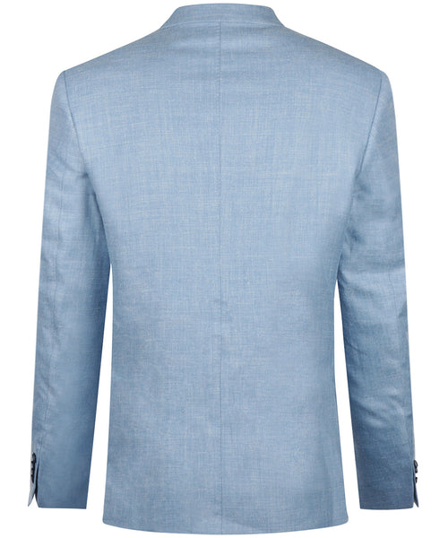 Silk linen wool blend blazer | Blue