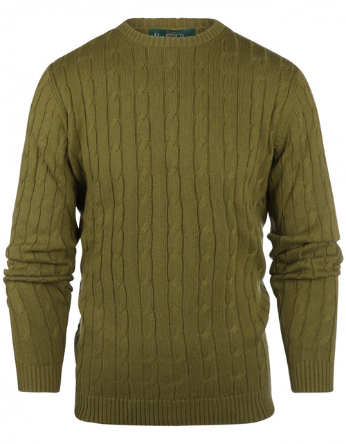 Cable Knit Sweater Cotton/Cashmere Crew Neck | Green