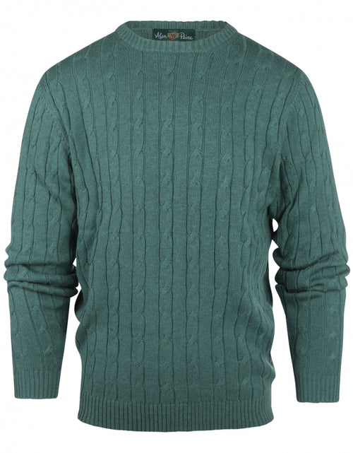 Cable Knit Sweater Cotton/Cashmere Crew Neck | Green