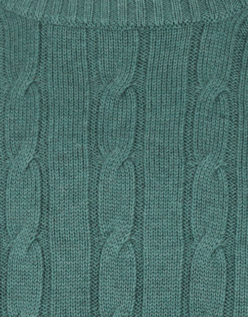 Cable Knit Sweater Cotton/Cashmere Crew Neck | Green