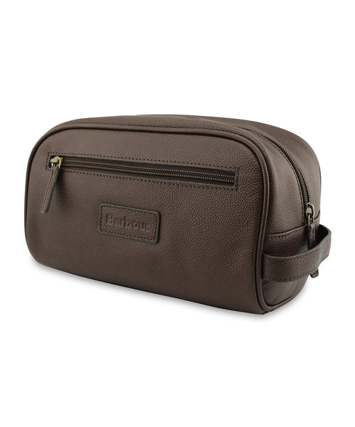 Barbour Leather Washbag | Brown