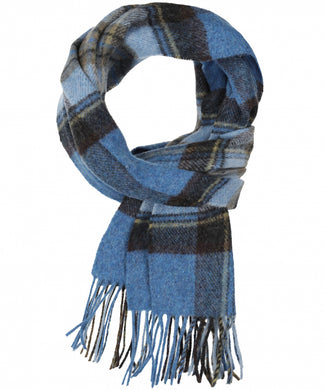 Checked Lambswool Scarf | Blue