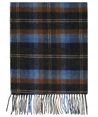 Checked Lambswool Scarf | Blue Orange Mix Check