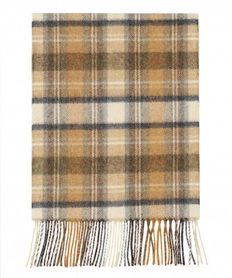 Checked Lambswool Scarf | Beige Orange Check