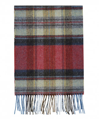 Checked Lambswool Scarf | Red Straw Graphite Plaid