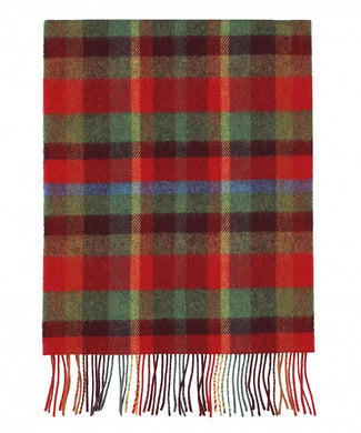 Checked Lambswool Scarf | Red