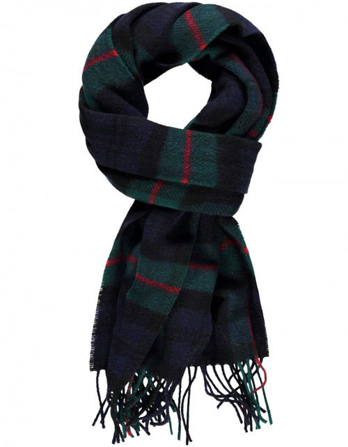 Lamswollen Sjaal Ruit | Navy Red Bottle Green Check