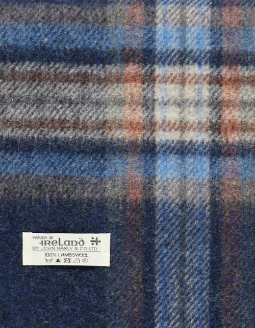 Long Lambswool checked scarf | Orange Denim Check