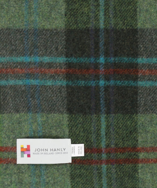 Long Lambswool Check Scarf | Green Red Overcheck Plaid