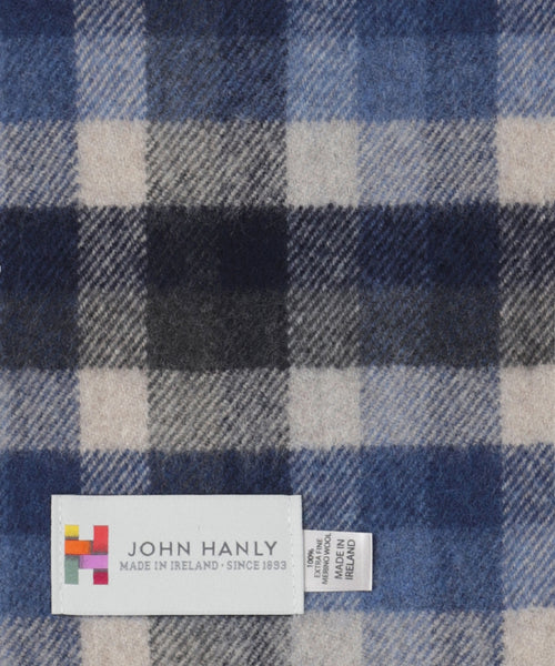 Merino Luxery Wool Scarf | Silver Blue Navy Check