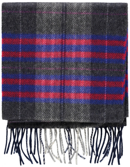 Wool Cashmere Scarf | Gray Blue Red Check