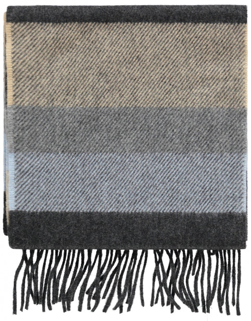 Wool Cashmere Scarf | Denim Taupe Gray Stripe