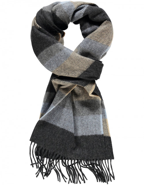 Wool Cashmere Scarf | Denim Taupe Gray Stripe