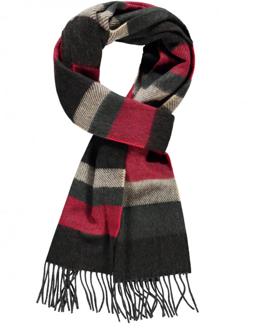 Wool Cashmere Scarf | Red Gray Mix Stripe