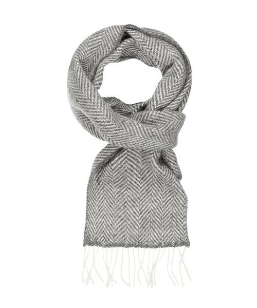 Cashmere Merino Scarf | Gray Herringbone