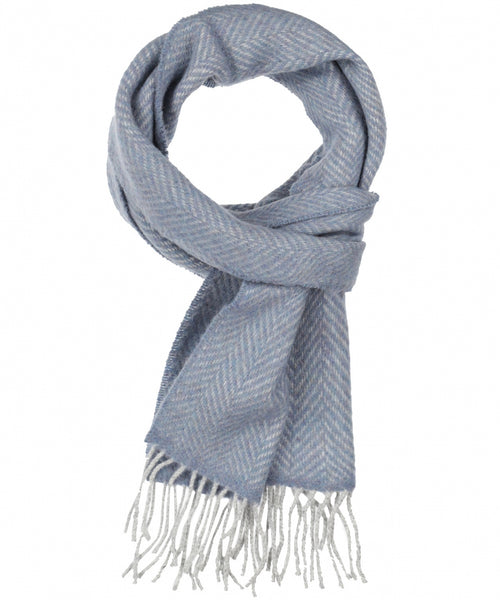 Cashmere Merino Scarf | L Gray Blue Herringbone