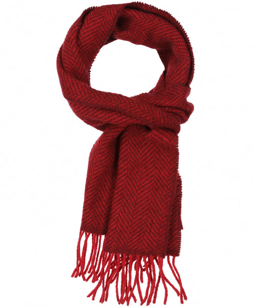 Cashmere Merino Scarf | Red Maroon Herringbone