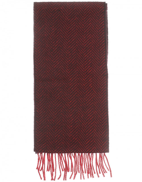 Cashmere Merino Scarf | Red Burgundy Herringbone