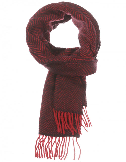 Cashmere Merino Scarf | Red Burgundy Herringbone