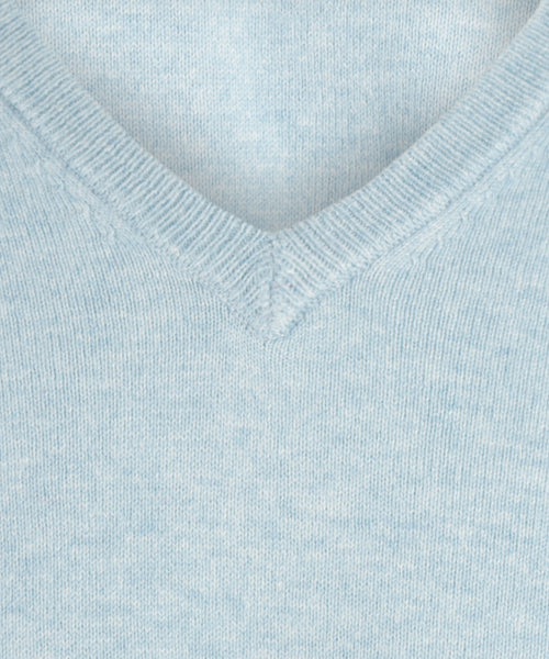 Sweater V-Neck Cotton/Cashmere | Blue