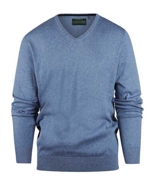 Sweater V-Neck Cotton/Cashmere | Blue