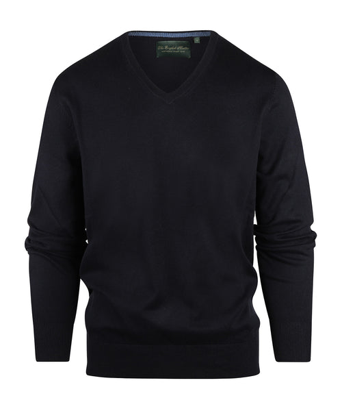 Sweater V-Neck Cotton/Cashmere | Navy Blue