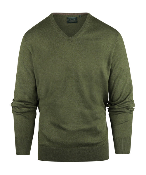 Sweater V-Neck Cotton/Cashmere | Green