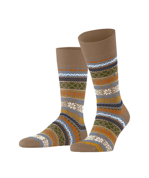 Burlington Country Fair Isle sock | Brown