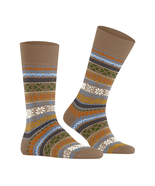 Burlington Country Fair Isle sock | Brown