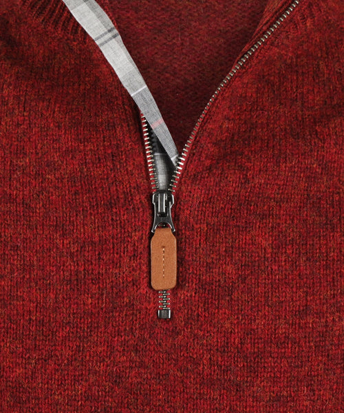 Barbour Talder Half Zip Knitted | Rood