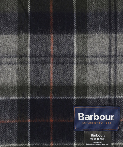 Barbour Brack Patchwork Tartan Scarf | Navy Blue